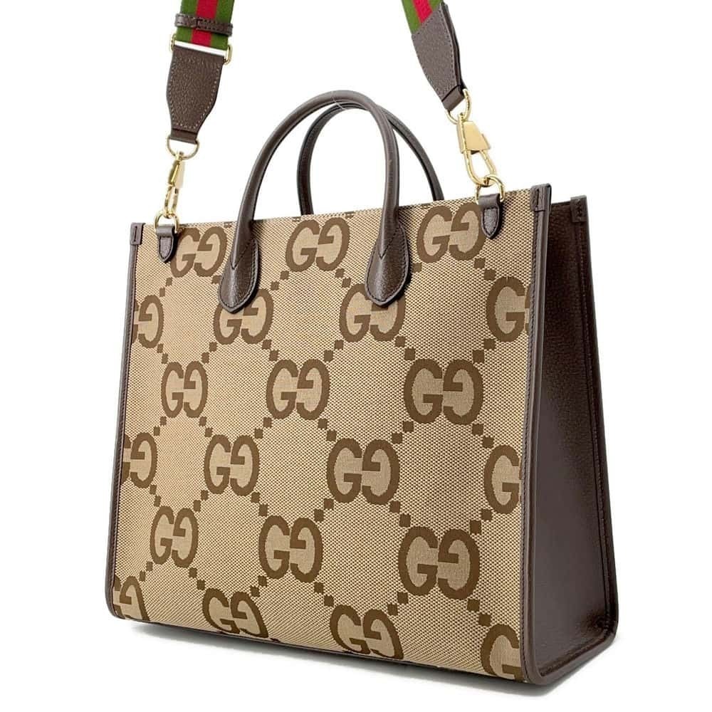 Gucci Jumbo GG Leather Bag Shoulder Canvas Tote
